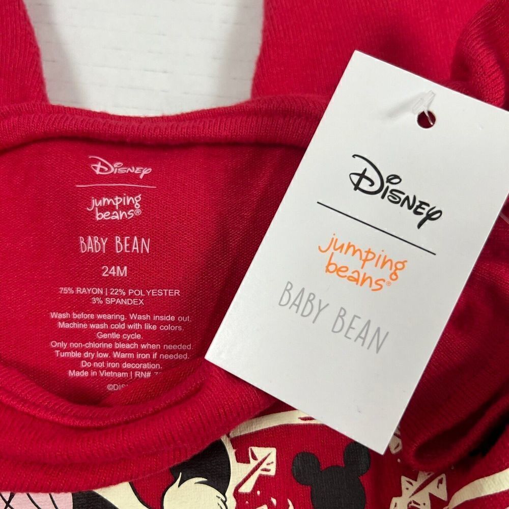 Girls 24 months Disney Minnie Mouse Red Christmas jumpsuit easy change snaps NEW - Picture 6 of 6